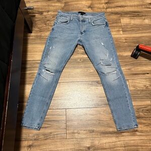 Men's Light Blue Distressed Jeans